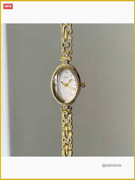 Vintage Gold Oval Quartz Watch - Alloy Steel Band, Roman Numerals, Slim Bracelet main image 5